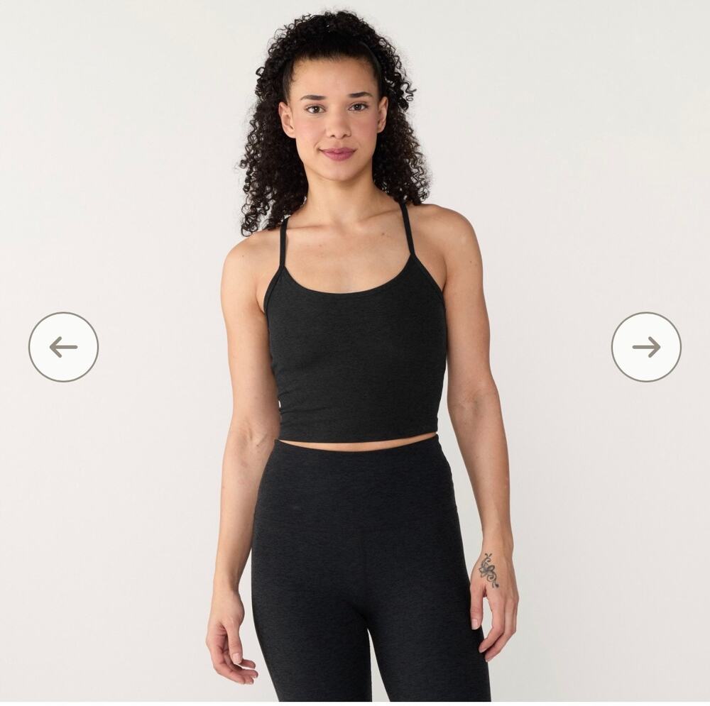 Beyond Yoga Spacedye Slim Racerback Cropped Tank Top Darkest Night Med